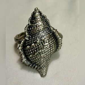 5 VTG Beaulieu Vineyards Pewter Napkin Rings Tableware Nautical Seashells 2x2"